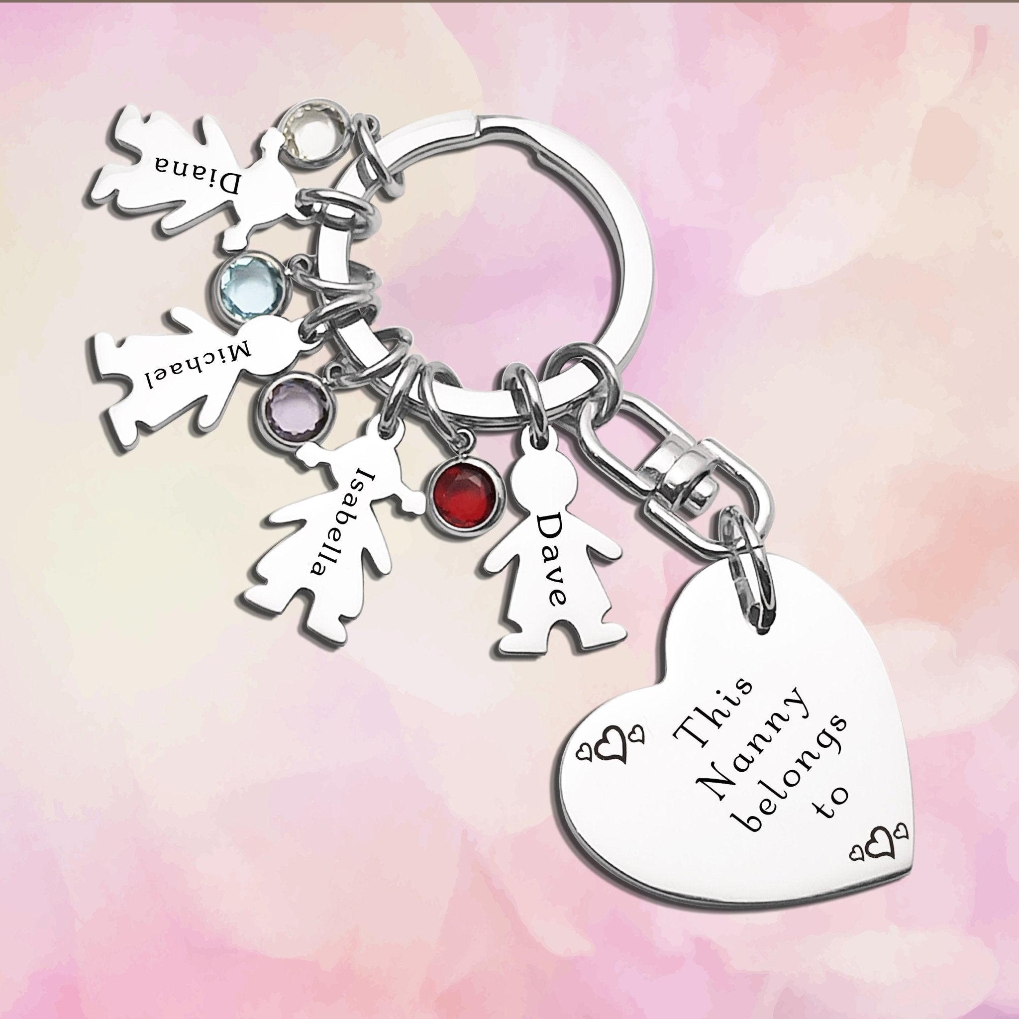Kids Love Heart Keyring - (1 Silver Child Charm Included) - Keyrings by Belle Fever