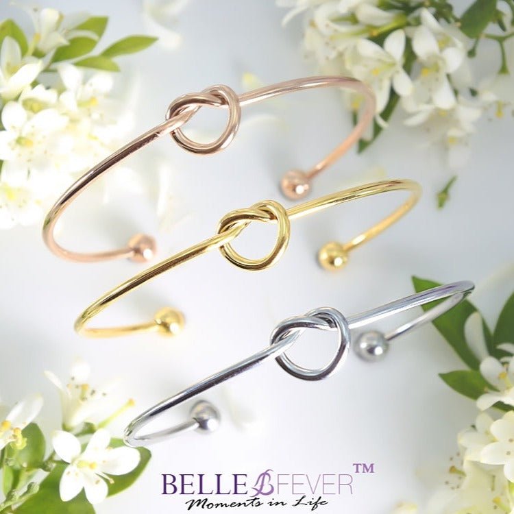 Knot Bangle (Disc & Birthstones Optional) - Bangles & Bracelets by Belle Fever