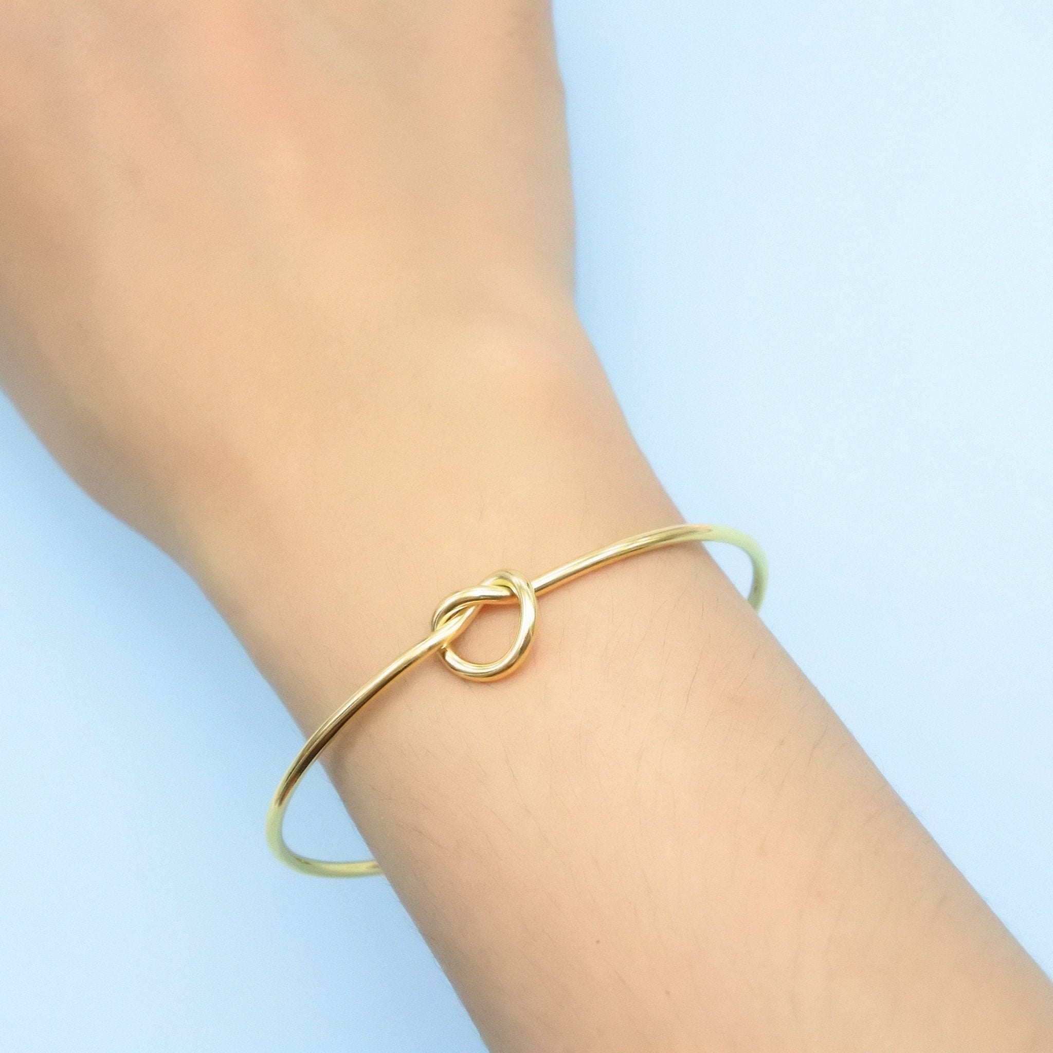 Knot Bangle (Disc & Birthstones Optional) - Bangles & Bracelets by Belle Fever