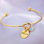 Knot Bangle (Disc & Birthstones Optional) - Bangles & Bracelets by Belle Fever