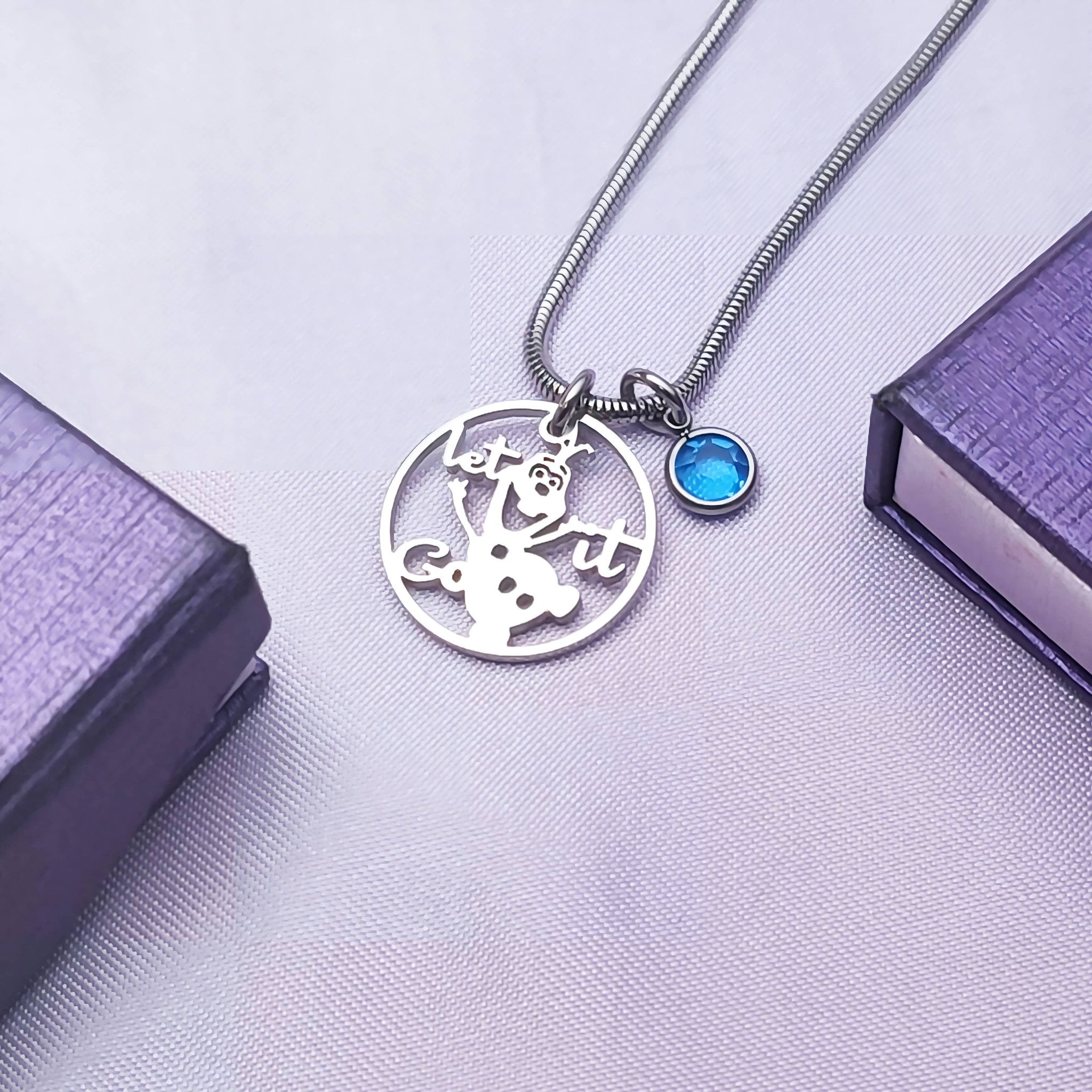 Melting Snowman Birthstone Necklace - Mothers Jewellery by Belle Fever