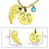 Memorial Angel Footprint Necklace with Birthstone Charm - ARTI by Belle Fever