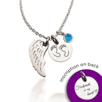 Memorial Angel Footprint Necklace with Birthstone Charm - ARTI by Belle Fever