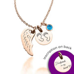 Memorial Angel Footprint Necklace with Birthstone Charm - ARTI by Belle Fever