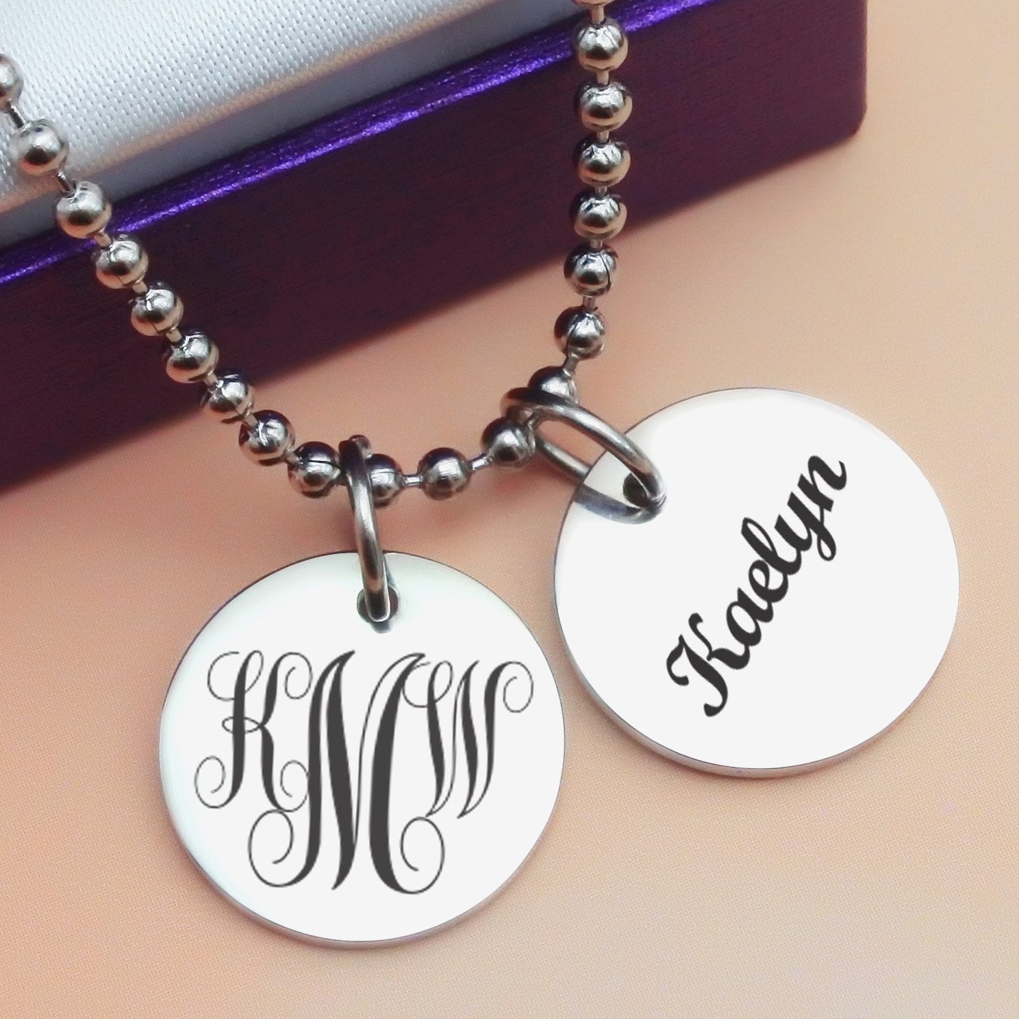 Monogram Initial Disc Necklace - Mothers Jewellery by Belle Fever