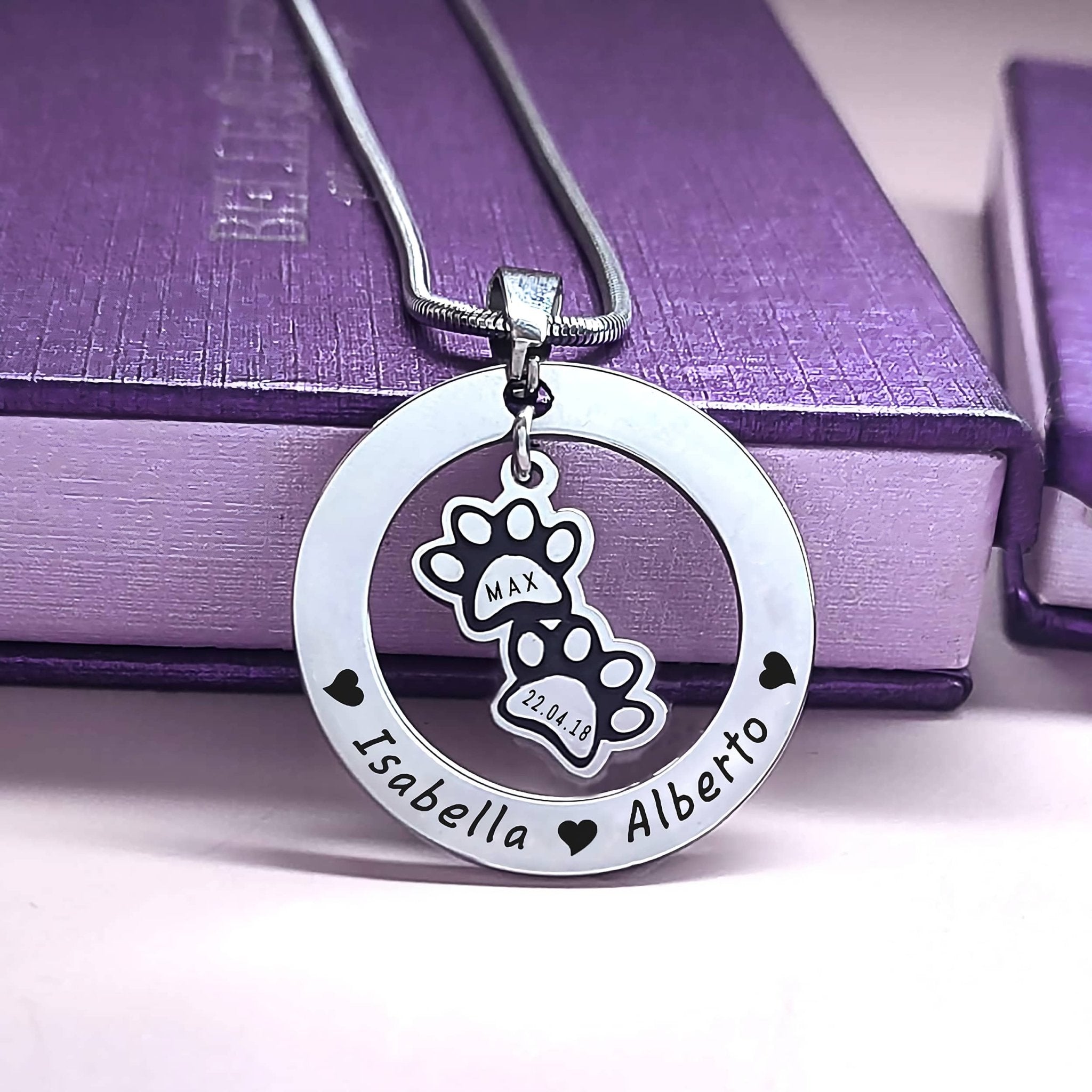 Personalized dog hotsell paw print necklace