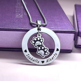 Paw Prints Washer Necklace - Memorial & Cremation Jewellery by Belle Fever