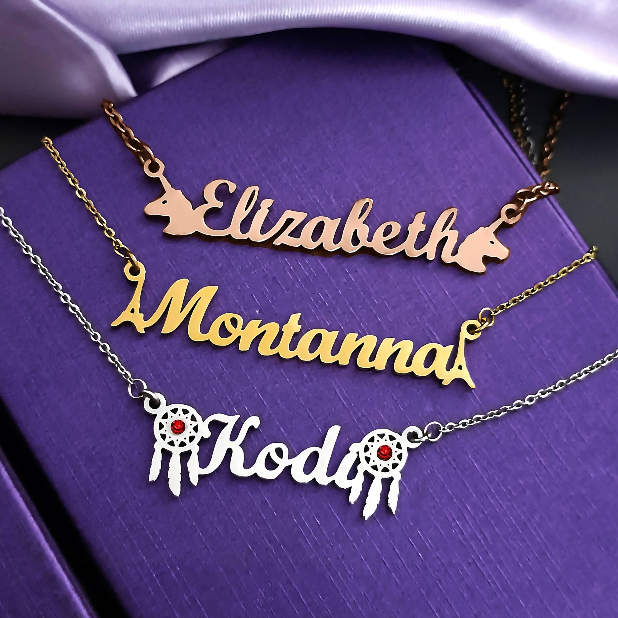 Personalised Name Necklace with Birthstone Options - Name Necklaces by Belle Fever