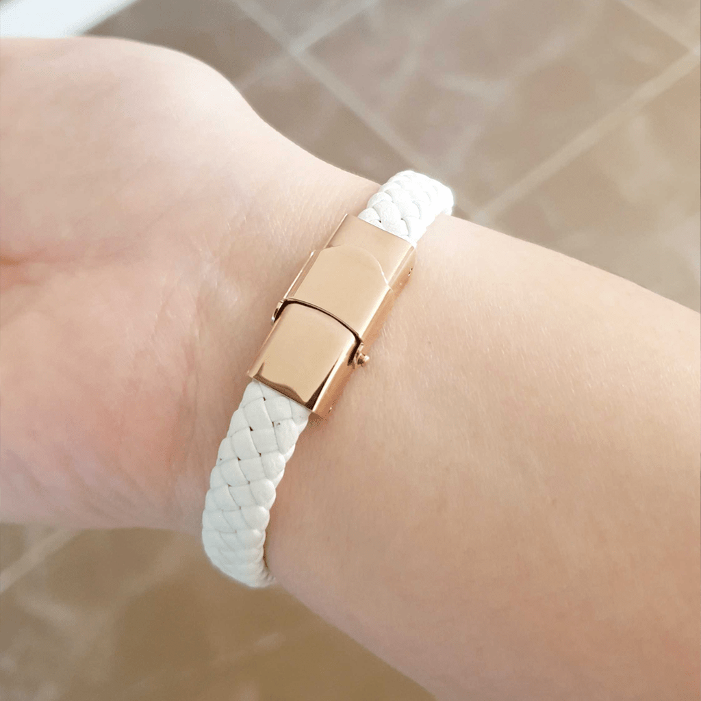 Personalised White Leather Bracelet - Bangles & Bracelets by Belle Fever