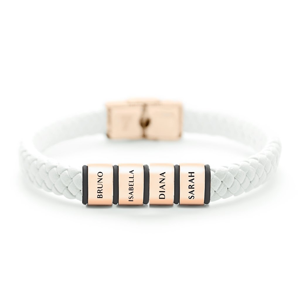 Personalised White Leather Bracelet - Bangles & Bracelets by Belle Fever