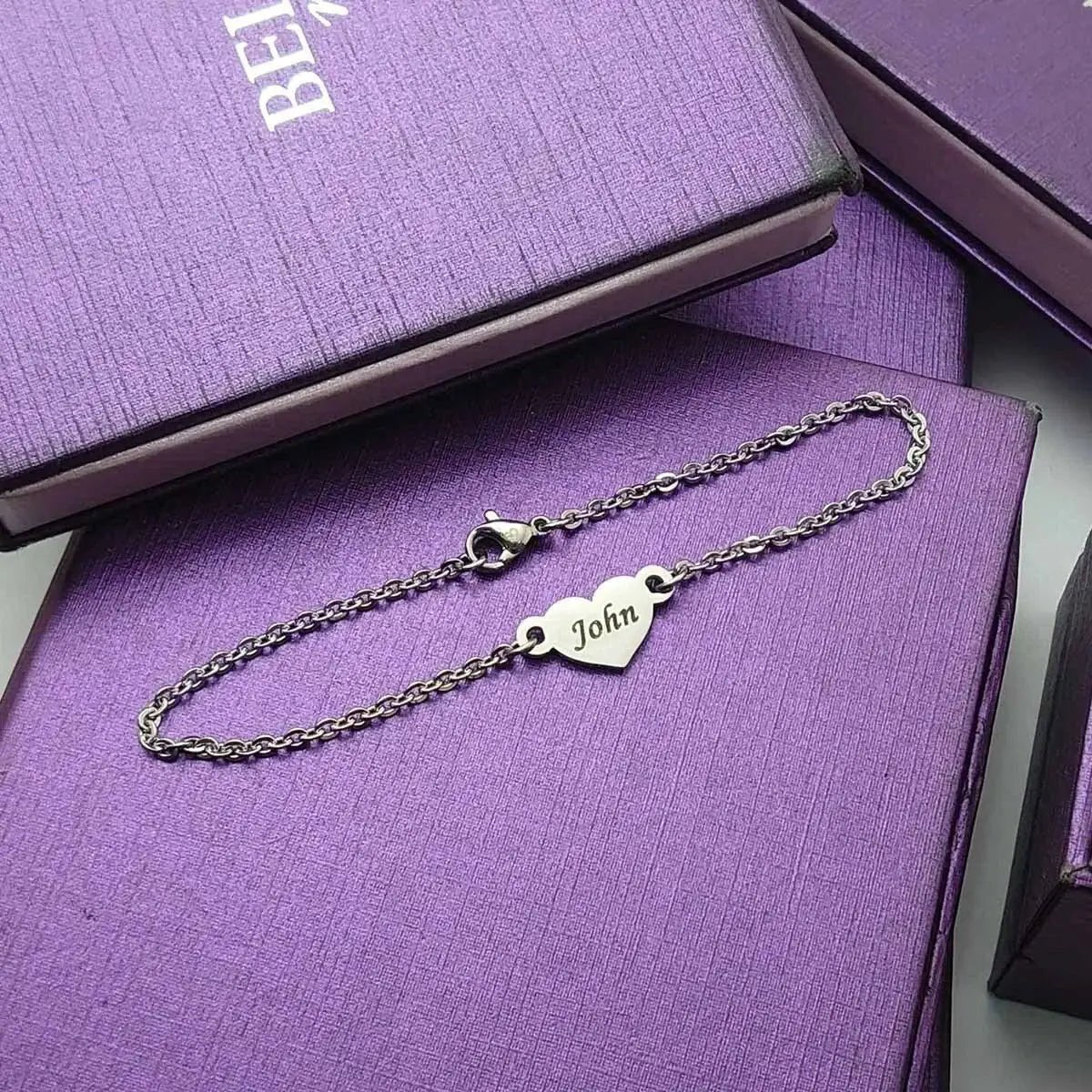 Precious Heart Name Bracelet - Bangles & Bracelets by Belle Fever