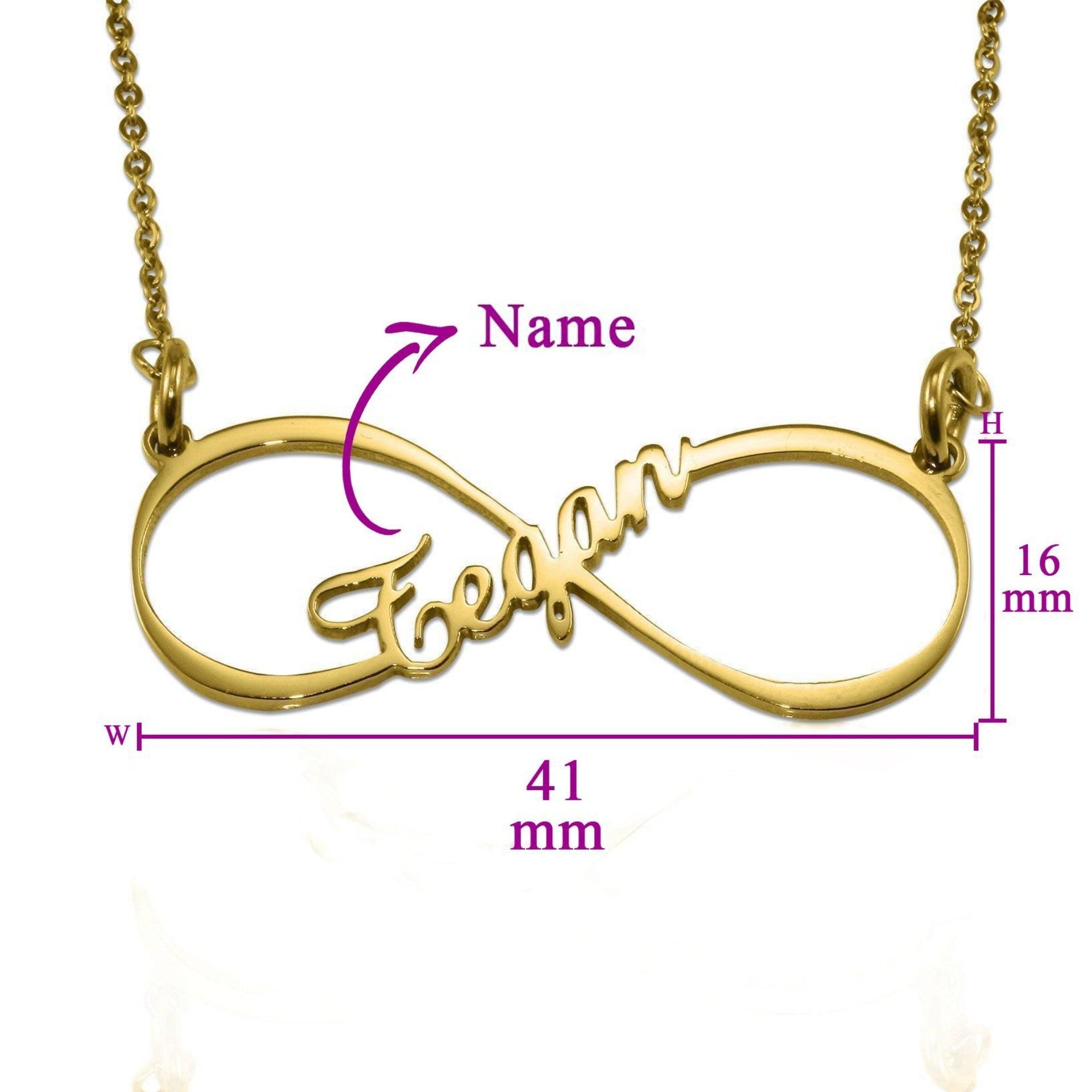 Single Infinity Name Necklace (Birthstone Optional) - Name Necklaces by Belle Fever