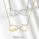Single Infinity Name Necklace (Birthstone Optional) - Name Necklaces by Belle Fever