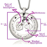 Sparkling Cant Be Replaced Birthstones Necklace - Double Feet - Mothers Jewellery by Belle Fever
