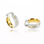 Sparkling Two Tone Hoop Earrings - Earrings by Belle Fever