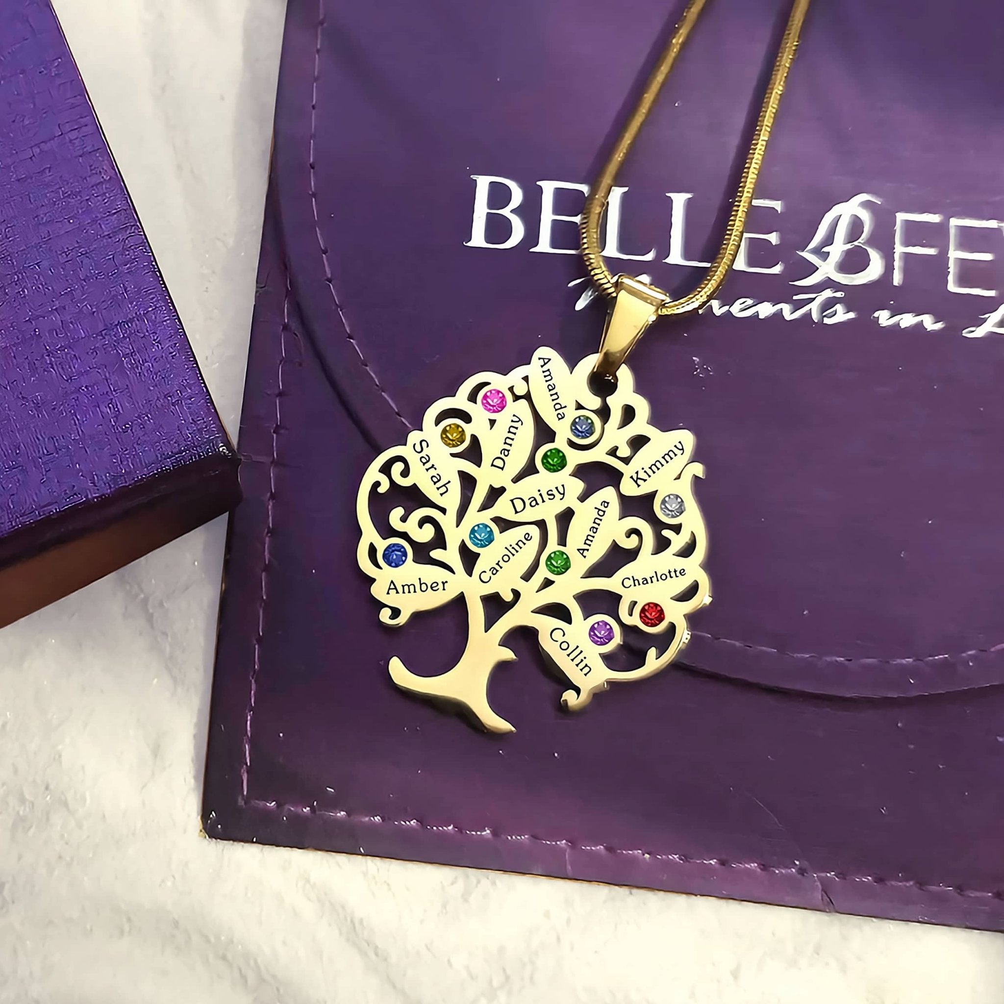 Tree of My Life Birthstones | Personalised Necklace with Names - Family Tree Necklaces by Belle Fever