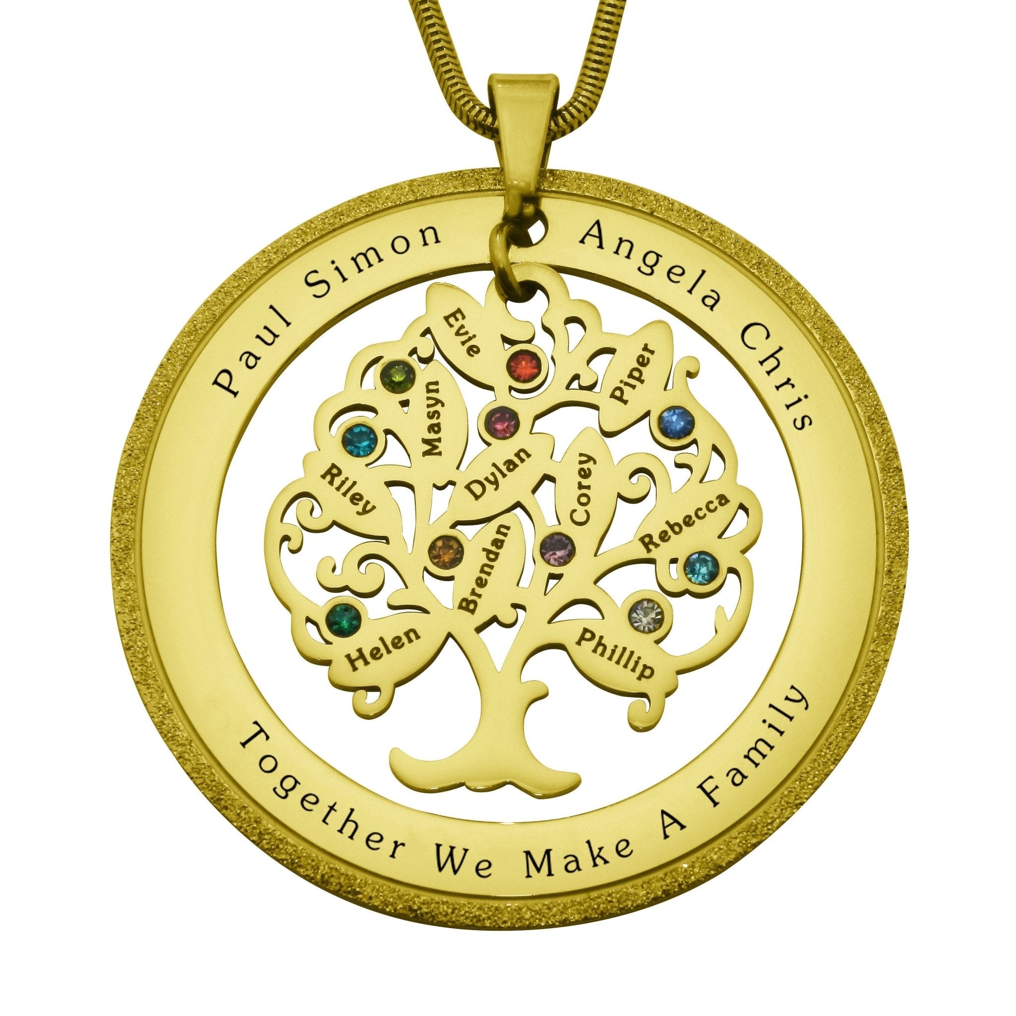 Tree of My Life Sparkling Washer and Birthstones | Personalised Necklace - Family Tree Necklaces by Belle Fever