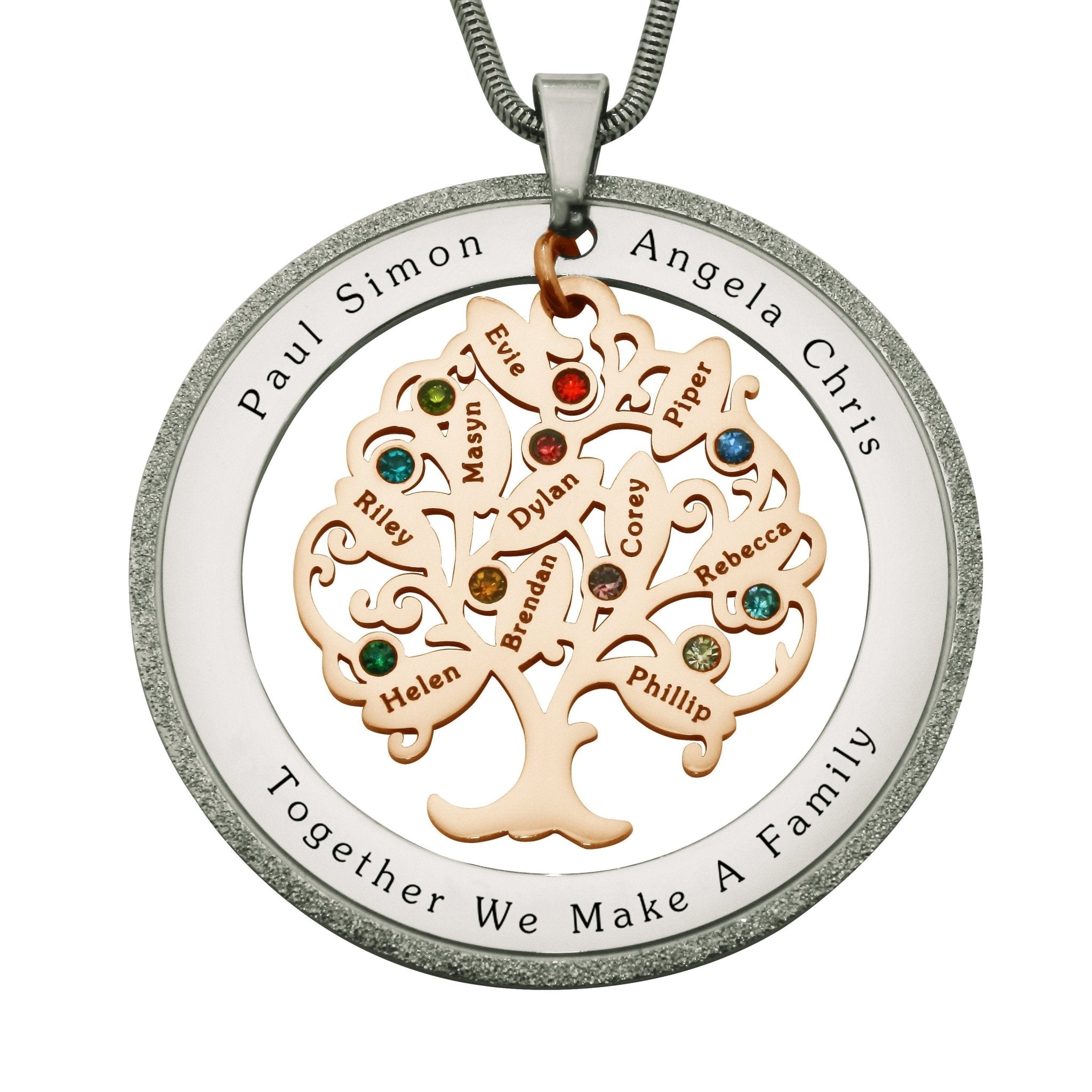 Tree of My Life Sparkling Washer and Birthstones | Personalised Necklace - Family Tree Necklaces by Belle Fever