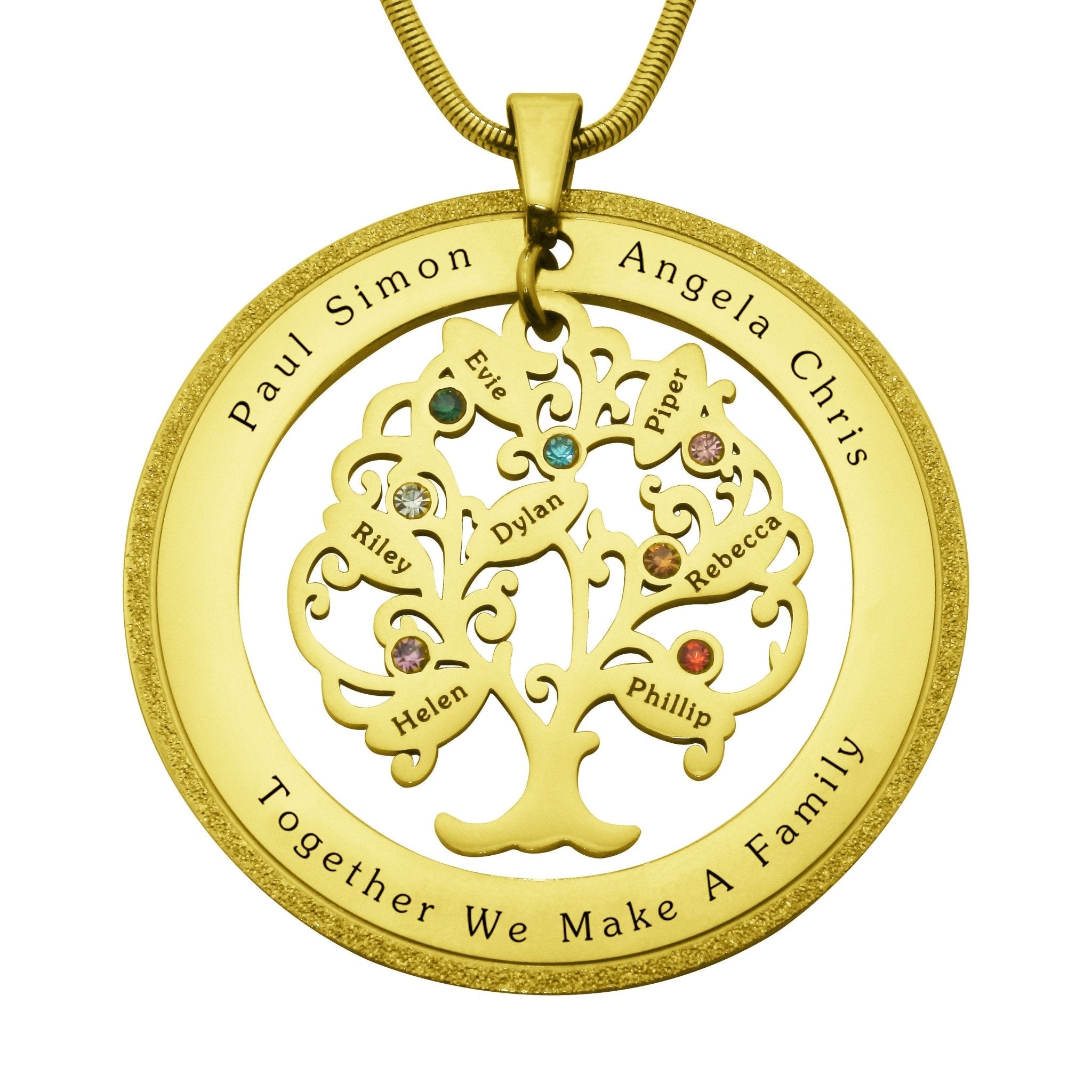 Tree of My Life Sparkling Washer and Birthstones | Personalised Necklace - Family Tree Necklaces by Belle Fever