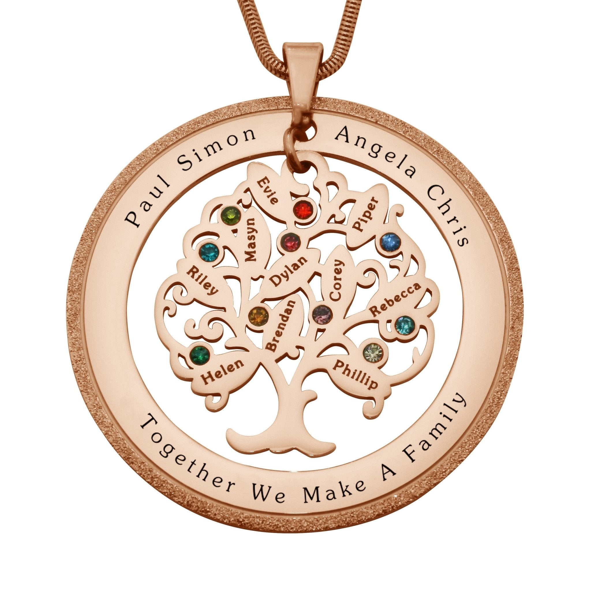 Tree of My Life Sparkling Washer and Birthstones | Personalised Necklace - Family Tree Necklaces by Belle Fever