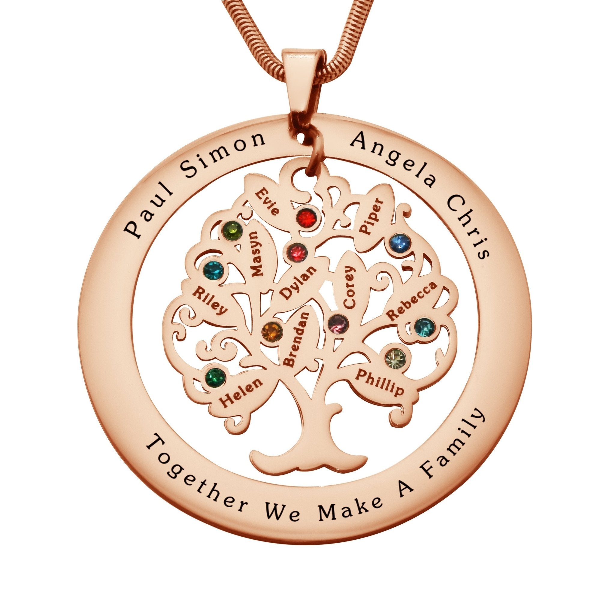 Tree of My Life Washer Birthstones | Personalised Necklace - Family Tree Necklaces by Belle Fever