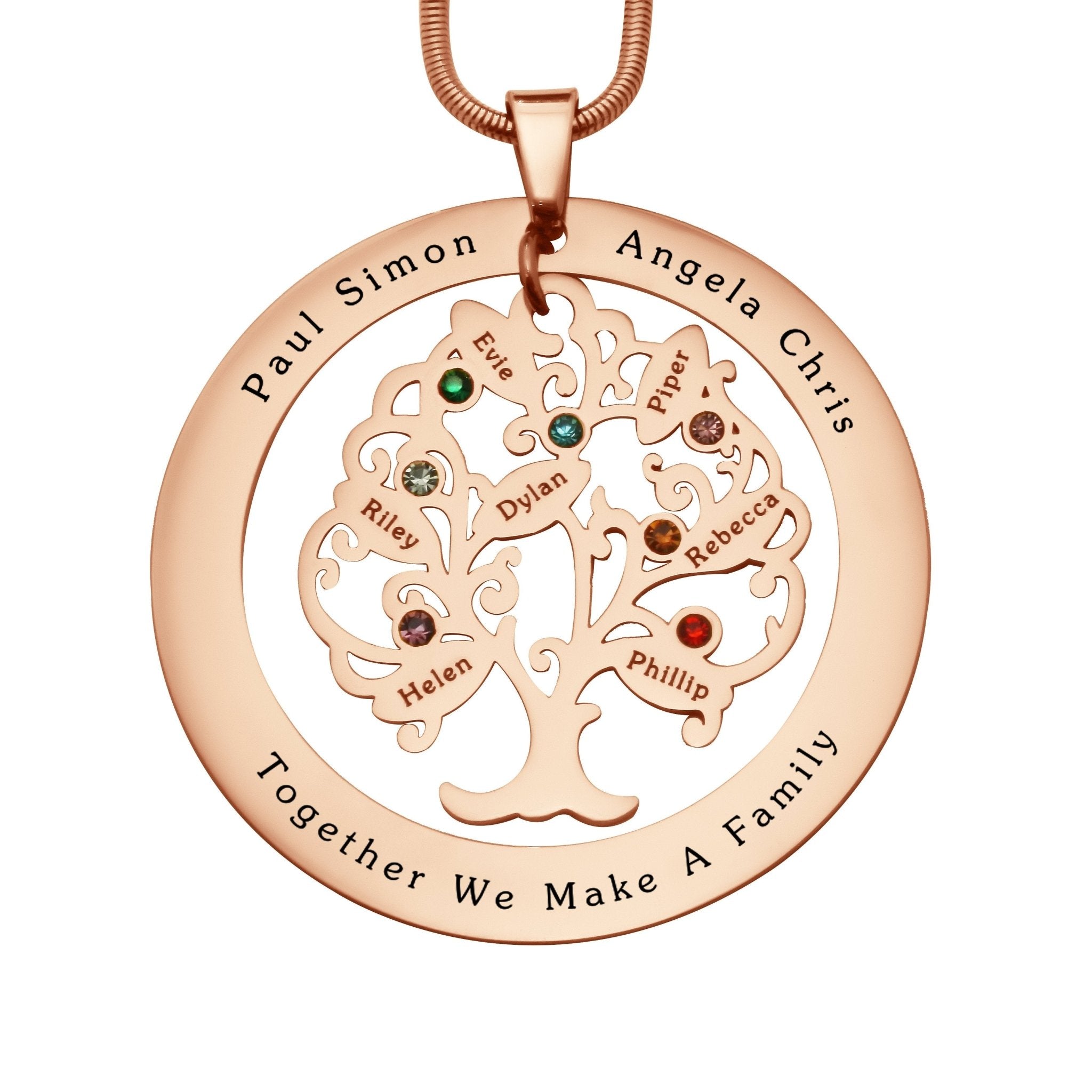 Tree of My Life Washer Birthstones | Personalised Necklace - Family Tree Necklaces by Belle Fever