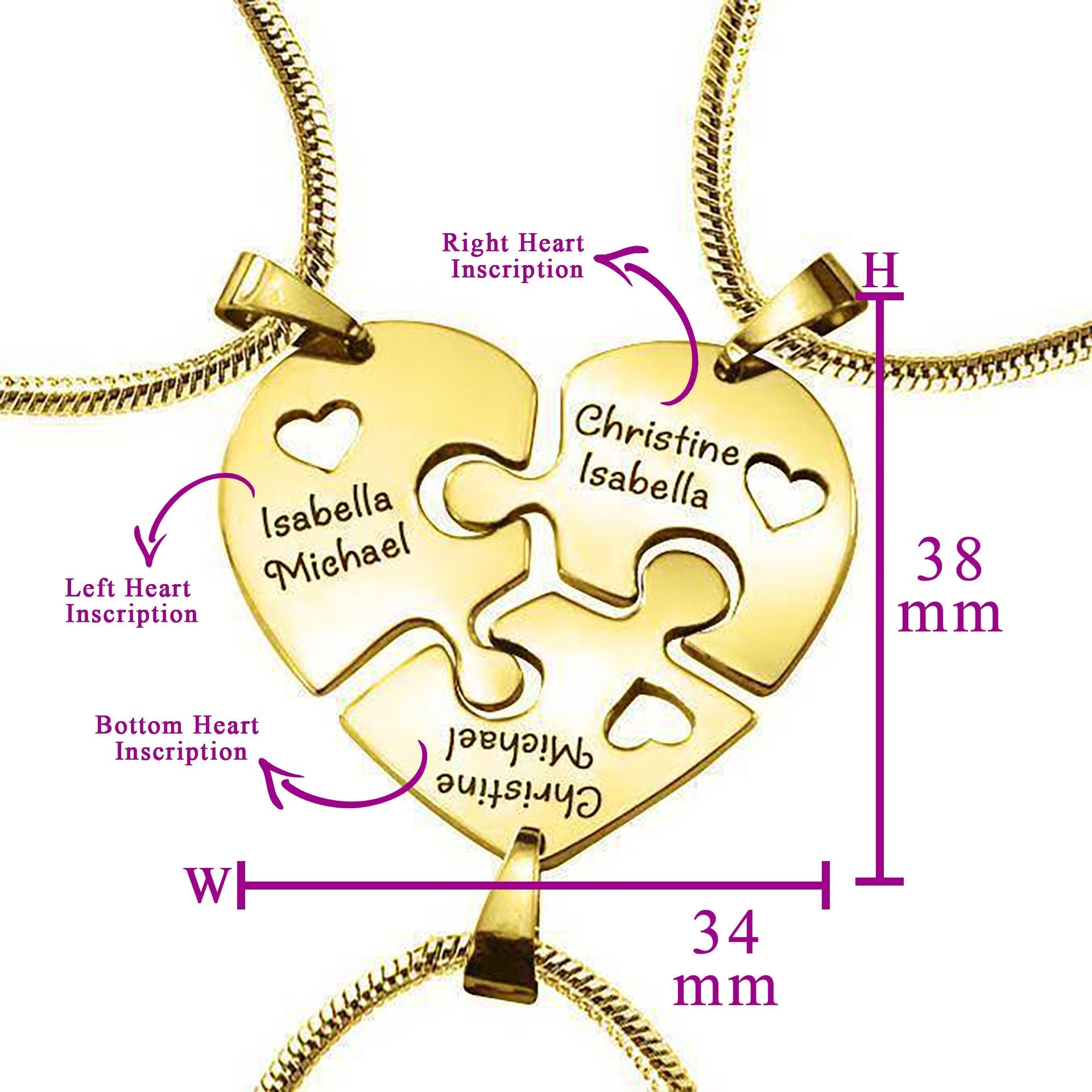Triple Heart Puzzle - Puzzle Jewellery by Belle Fever