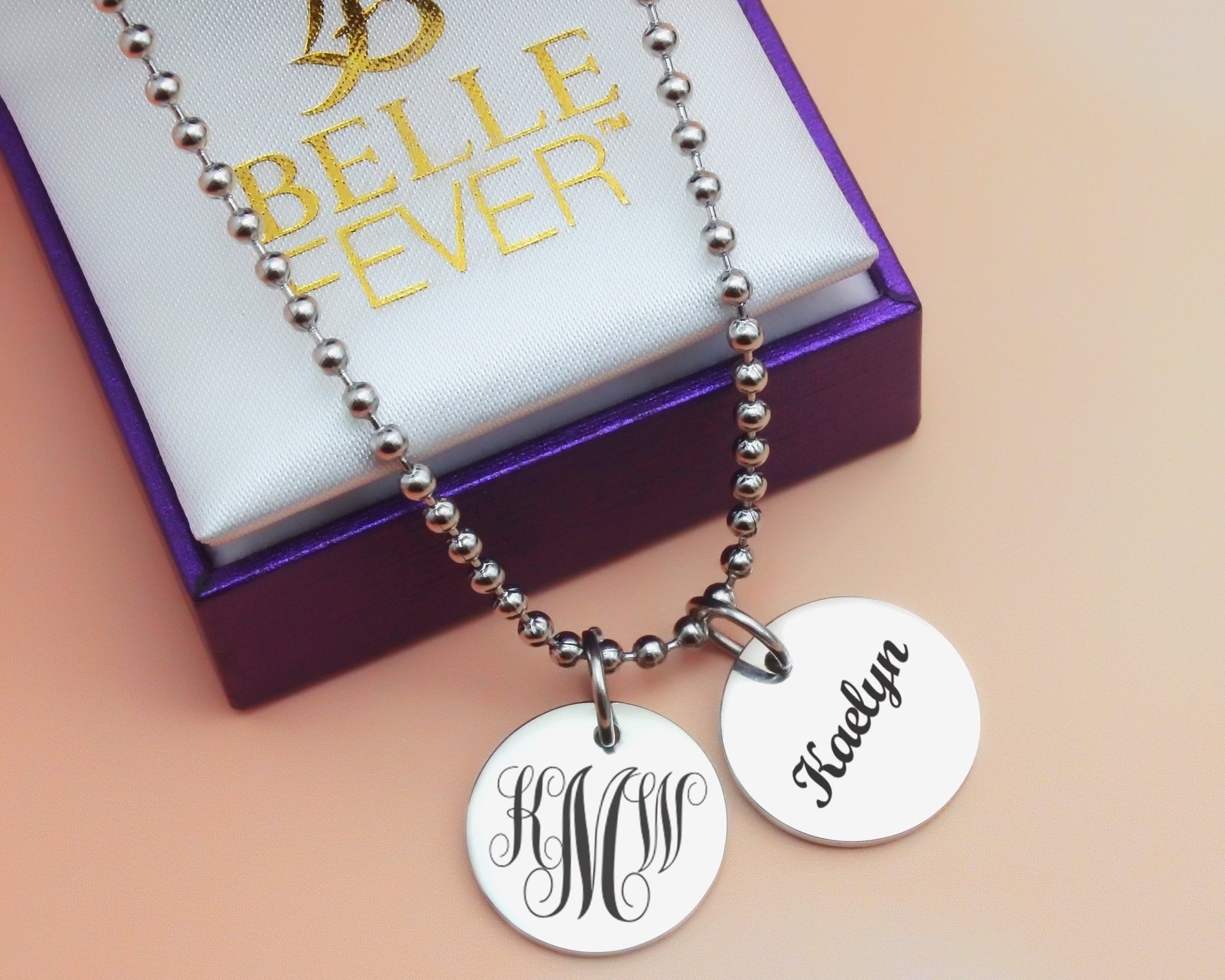 Monogram Initial Disc Necklace - BELLE FEVER