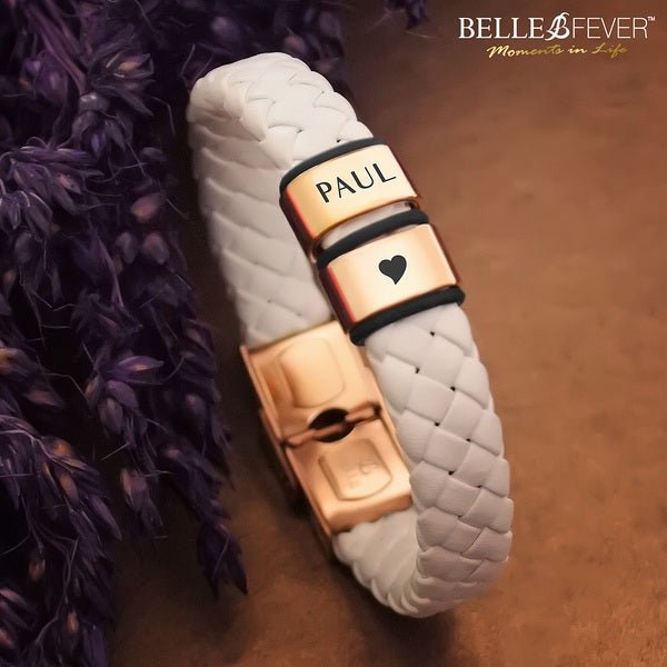 Personalised White Leather Bracelet - BELLE FEVER