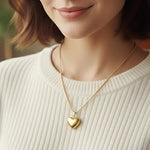 Gold Always Love Cremation Necklace by Belle Fever — engraved heart urn pendant crafted with care to hold ashes, representing eternal love and precious remembrance.