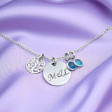 Always There Initial Necklace (With Birthstone)