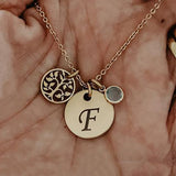 Always There Initial Necklace (With Birthstone)