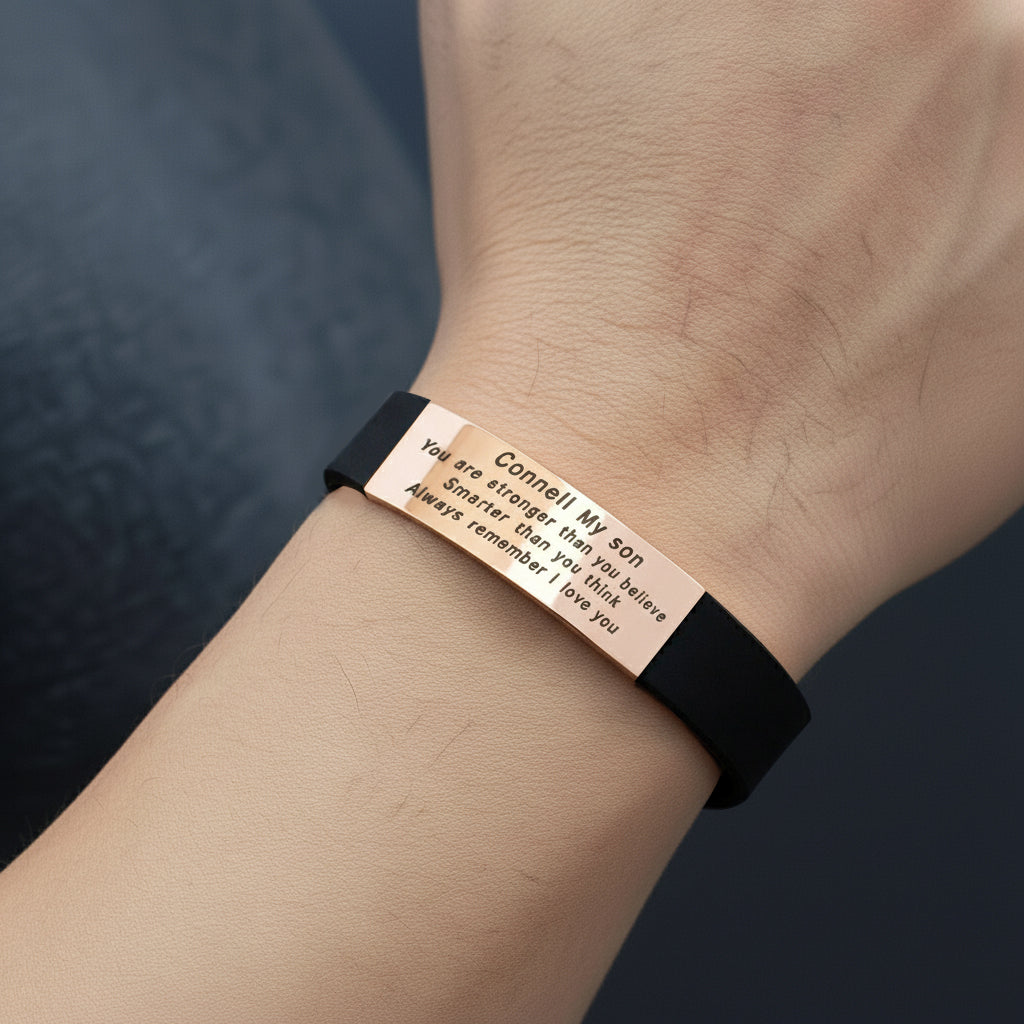 Rose gold Always Remember Personalised ID Bracelet — Belle Fever’s modern engraved keepsake expressing love, pride and connection in an elegant unisex design.