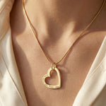 Belle Fever Always In My Heart necklace close wearing, engraved name necklace, romantic keepsake gift