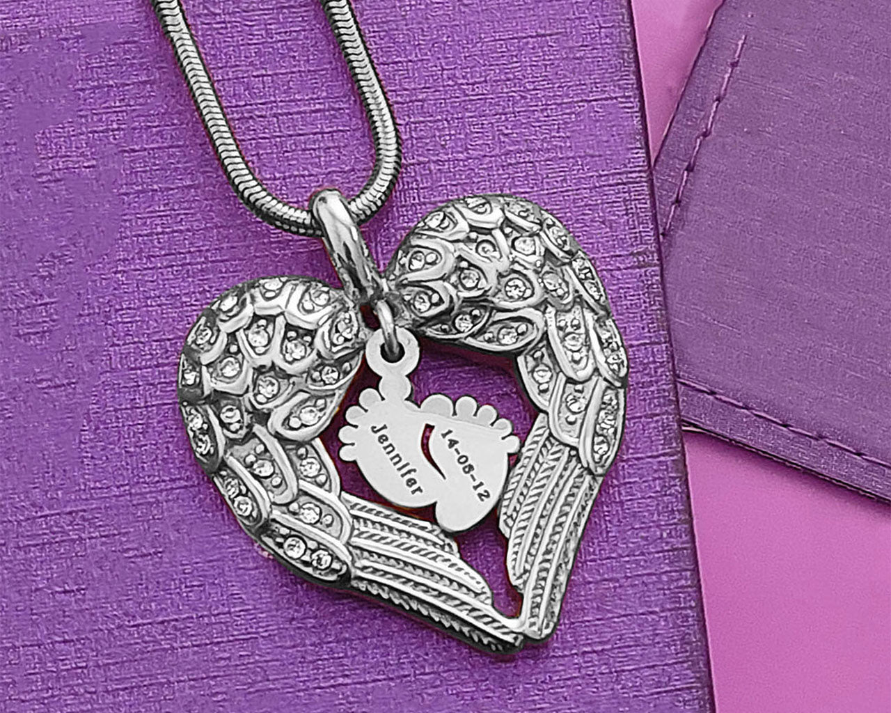 Angels Heart Necklace with Feet Insert