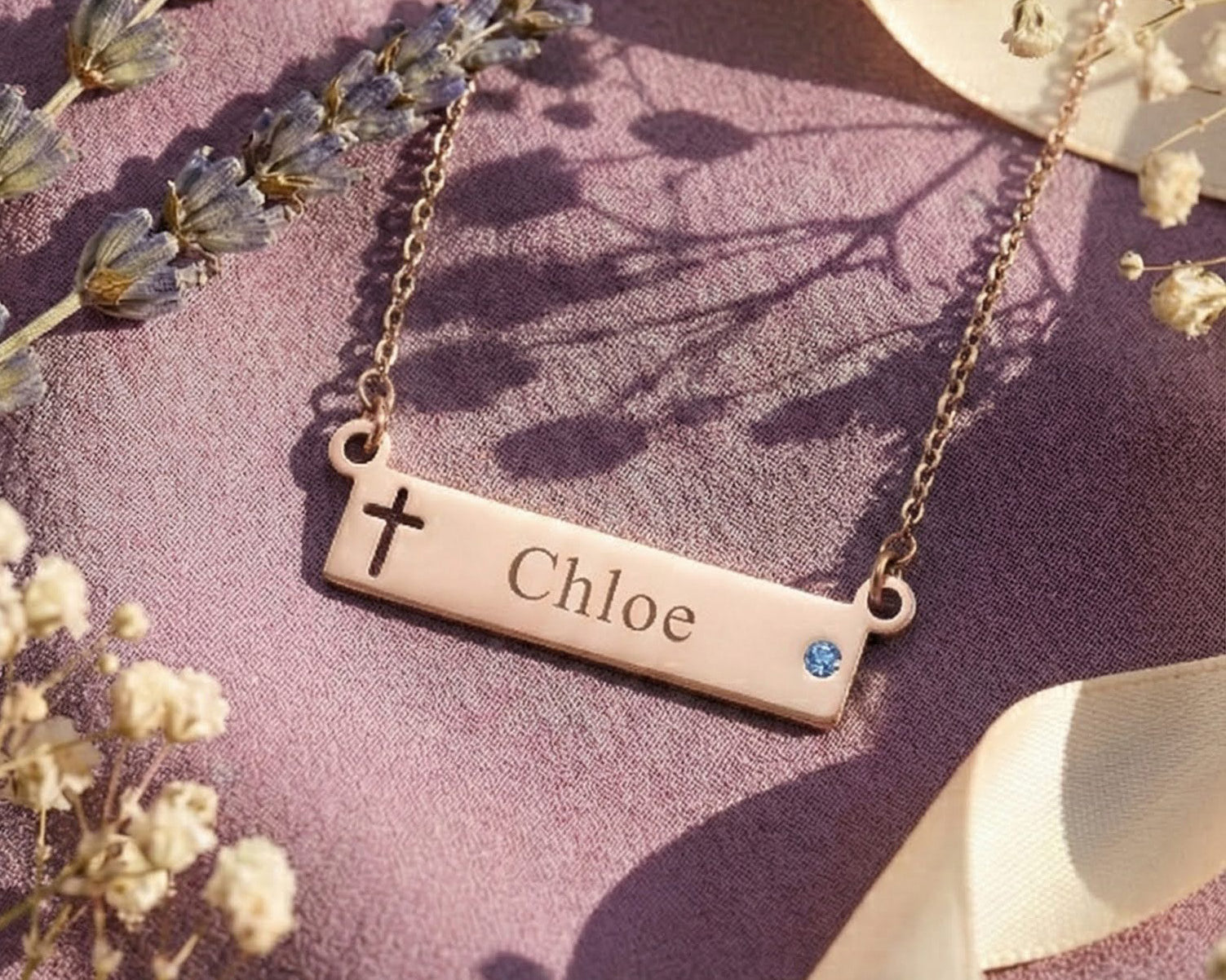 Jess Bar Cross Name Necklace -Name Necklaces by Belle Fever, perfect remembrance gift. 