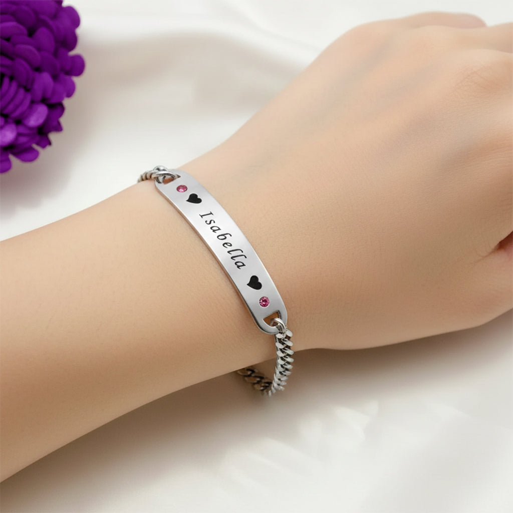 Personalised Silver Birthstone Bar Bracelet - Bangles & Bracelets by Belle Fever