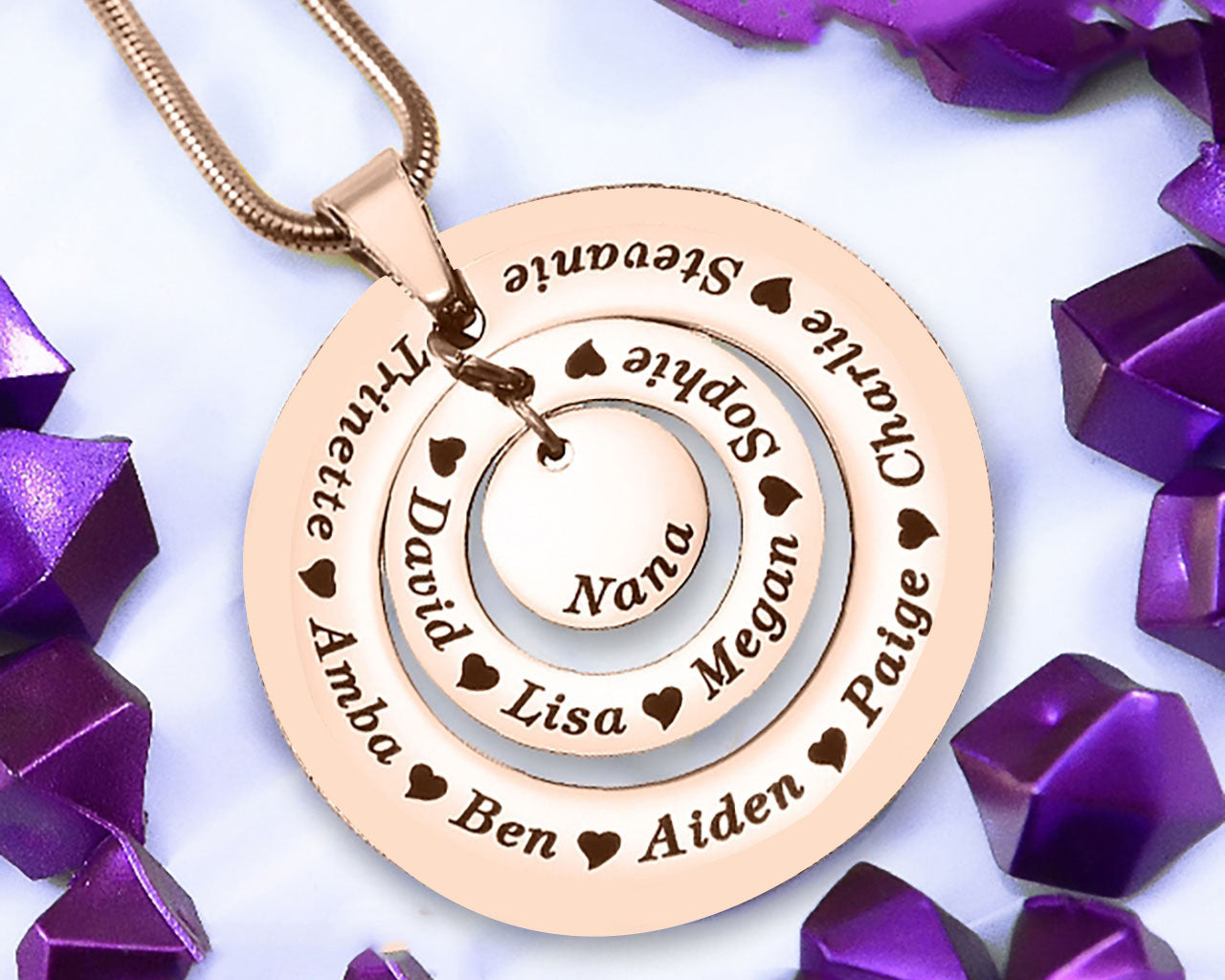 Circles of Loved Ones Personalised Necklace