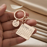 Romantic Belle Fever calendar keyring with disc charm engraved with your wedding date, a meaningful anniversary keepsake.