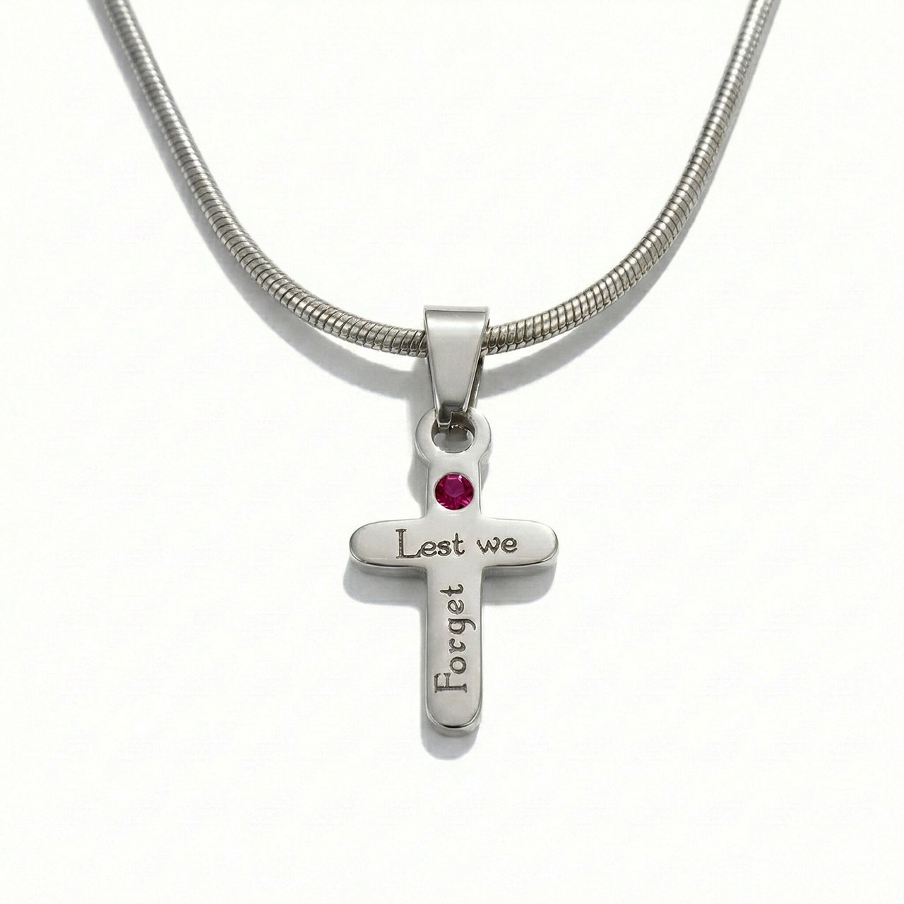 belle fever personalized silver cross necklace with birthstone, custom engraved Christian gift