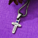 Cross Birthstone Name Necklace