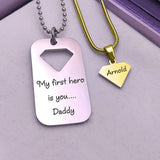 Heroic Man Dog Tag Set of Two Necklaces