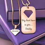 Heroic Man Dog Tag Set of Two Necklaces
