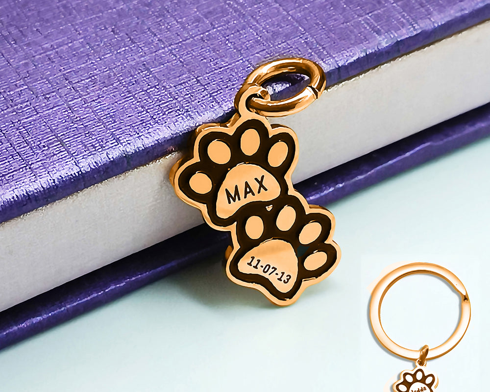 Double Mini Paw Prints Charm for Keyring