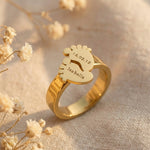 Belle Fever Footprint ring engraved with name and date, meaningful keepsake jewelry gift for mom celebrating motherhood