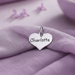 belle fever heart charm for keyring with engraved name, romantic keepsake gift for loved ones