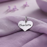 belle fever heart charm for keyring with engraved name, romantic keepsake gift for loved ones