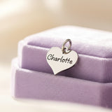 belle fever custom engraved heart charm for keyring, personalized name gift presented in elegant packaging