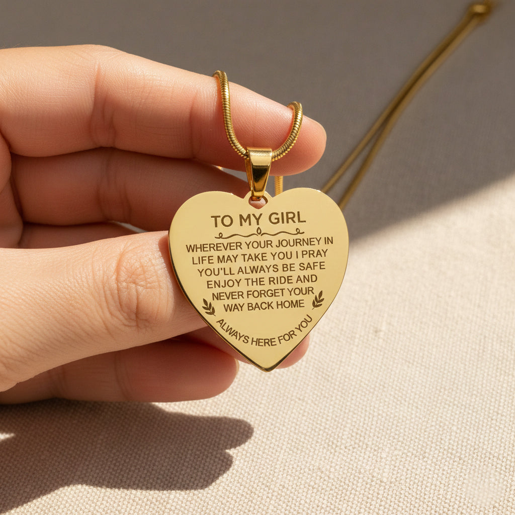 Gold Heart Necklace Always Here For You  in a hand - Memorial & Cremation Jewellery by Belle Fever