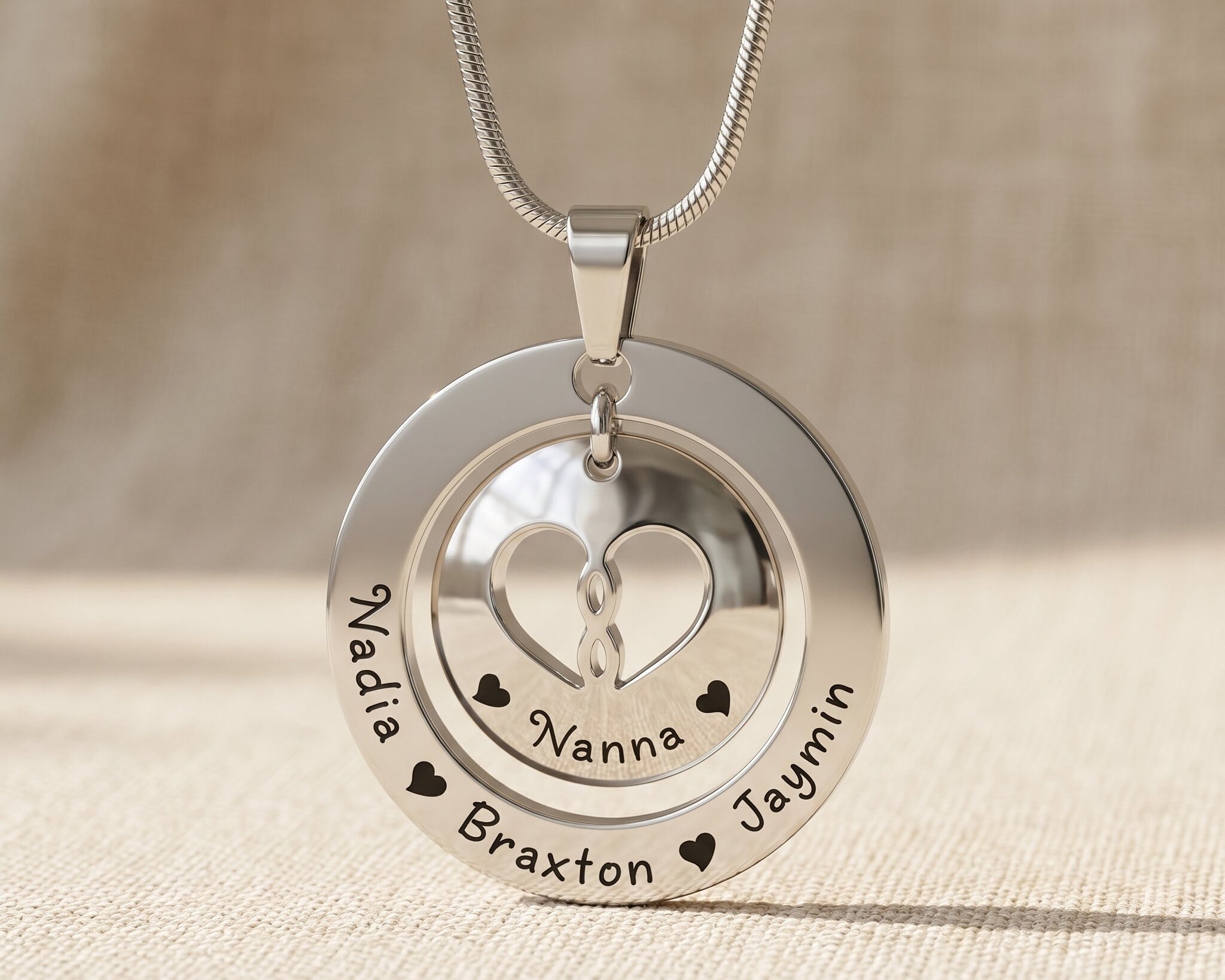 Infinity dome necklace in silver with infinity symbol, everlasting love symbol jewellery gift